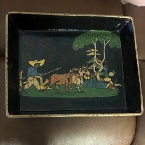 Vintage Decorative Tray with Pastoral Scene 1940